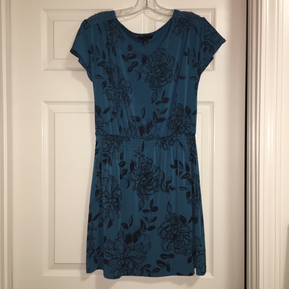 Banana Republic Blue and Black Floral Dress